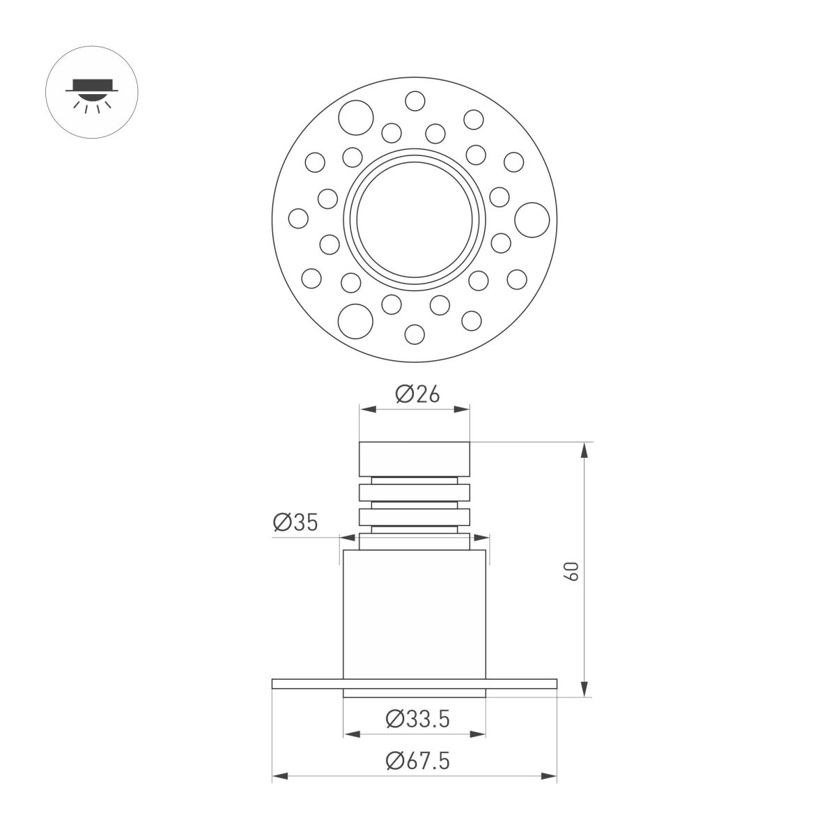 Встраиваемый светильник Arlight MS-INVISIO-TRIMLESS-R35-5W Warm3000 (WH-WH, 36 deg, 230V) (IP54 Металл) 059160