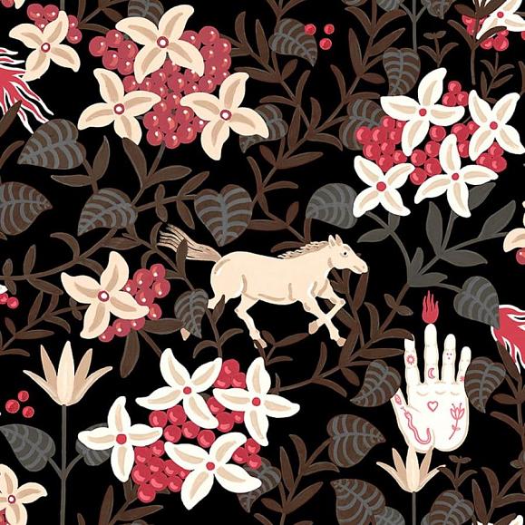 Обои Coordonne 8800047N Neo-Flowery Black