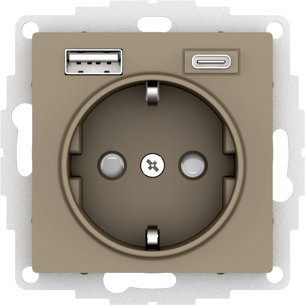 Розетка 16А с USB A+C (5В/2,4А/3 А, 2х5В/1,5А) Systeme Electric AtlasDesign ATN000532