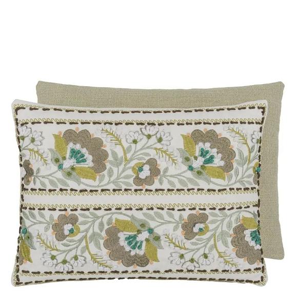 Подушка CCDG1593, Enamel Flower Embroidered Cotton, Celadon, Designers Guild 40 x 30см