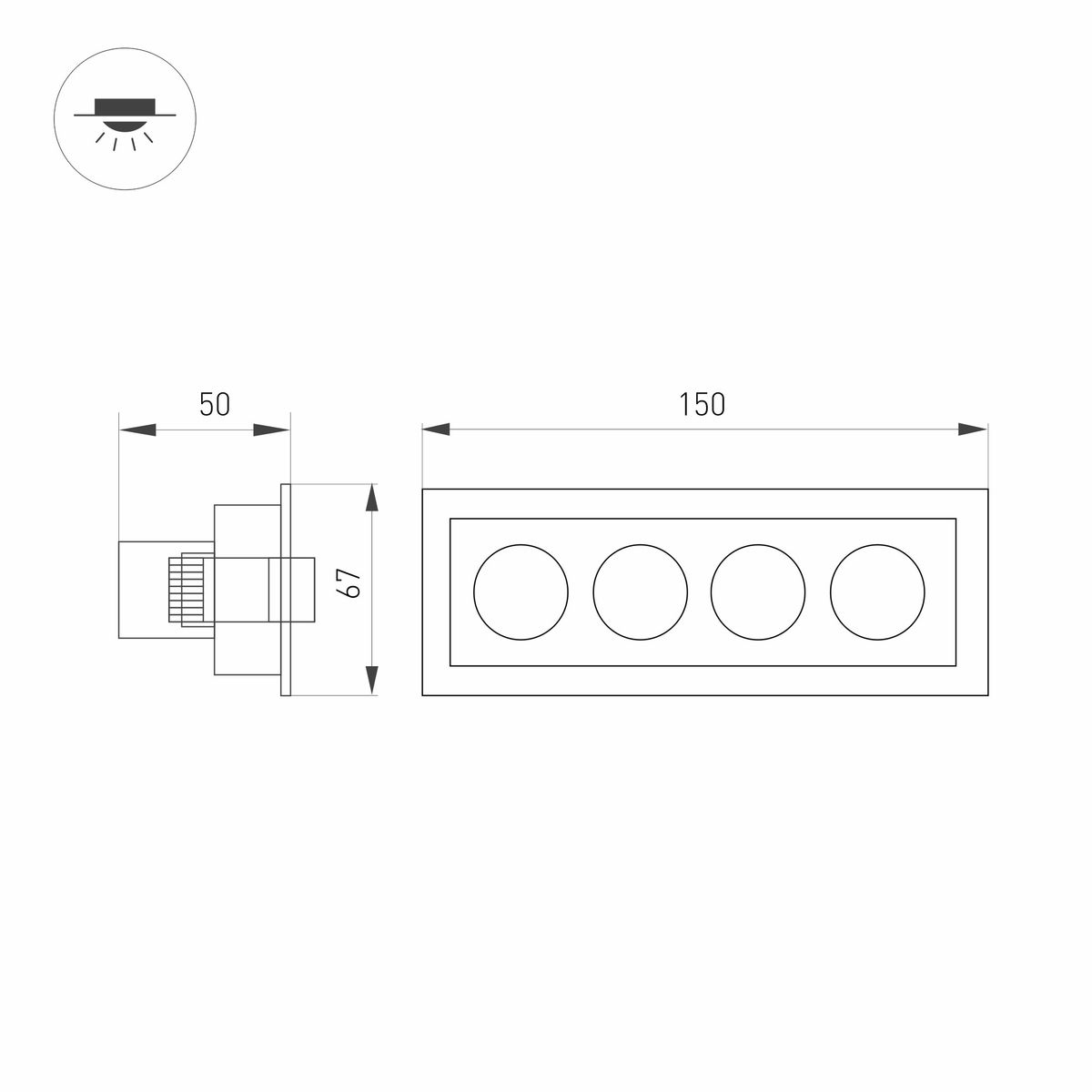 Встраиваемый светильник Arlight MS-Orient-Built-Turn-TC-S67x150-10W Warm3000 037208