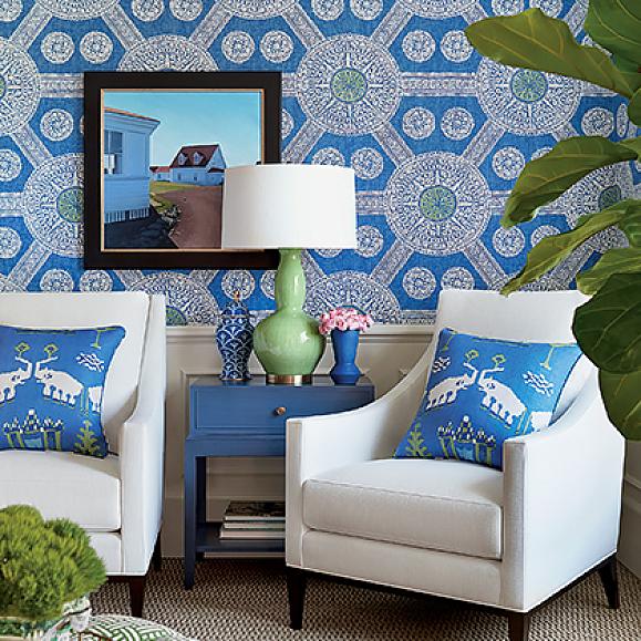 Обои Thibaut T10636 Stonington Blue and Green