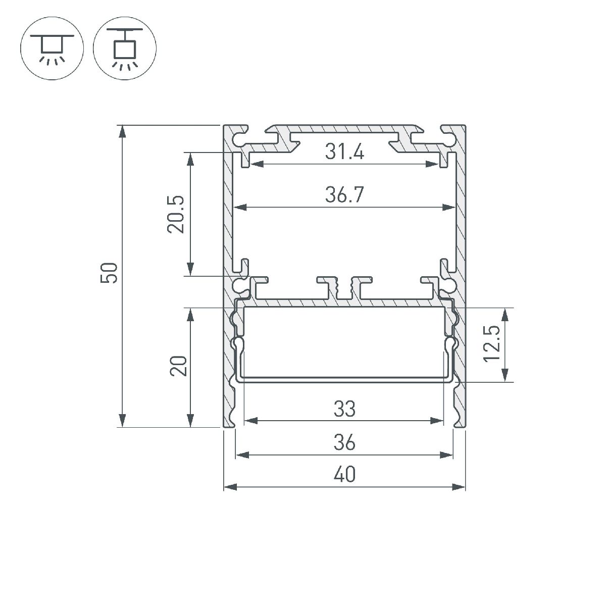 Алюминиевый профиль Arlight SL-LINE-4050-3L-2000 ANOD BLACK 044670