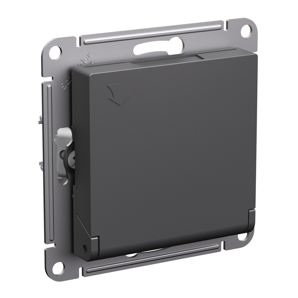Розетка с/з со шторками с крышкой Systeme Electric AtlasDesign Базальт ATN001446