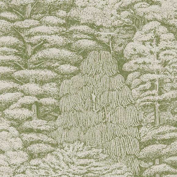 Обои Sanderson 215720 Woodland Toile Cream/Green