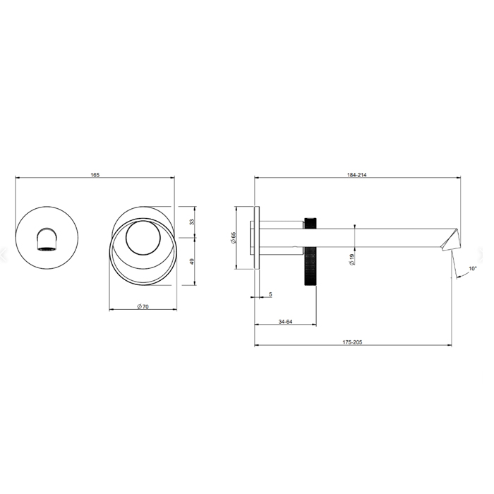 Gessi Anello Смеситель для раковины, настенный, цвет: Finox Brushed Nickel