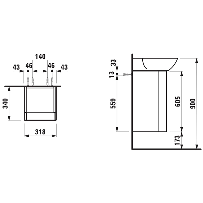Laufen INO Тумба под раковину 815302, 32х34х60.5см, с 1 дверцей, с сифоном, с 4 полками, DX, подвесная, цвет: темный орех