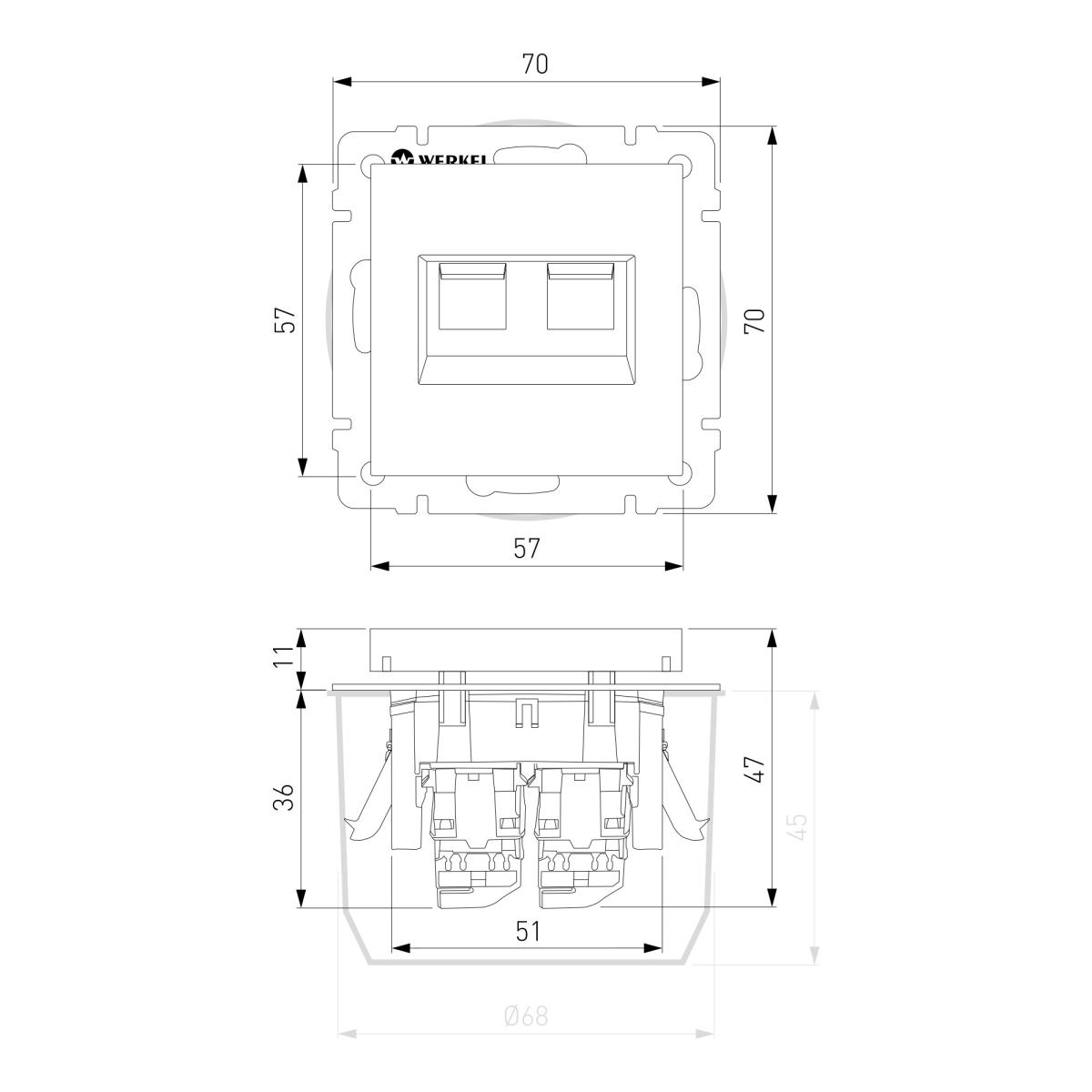 Розетка двойная Ethernet RJ-45 Werkel слоновая кость W1181103 4690389155864