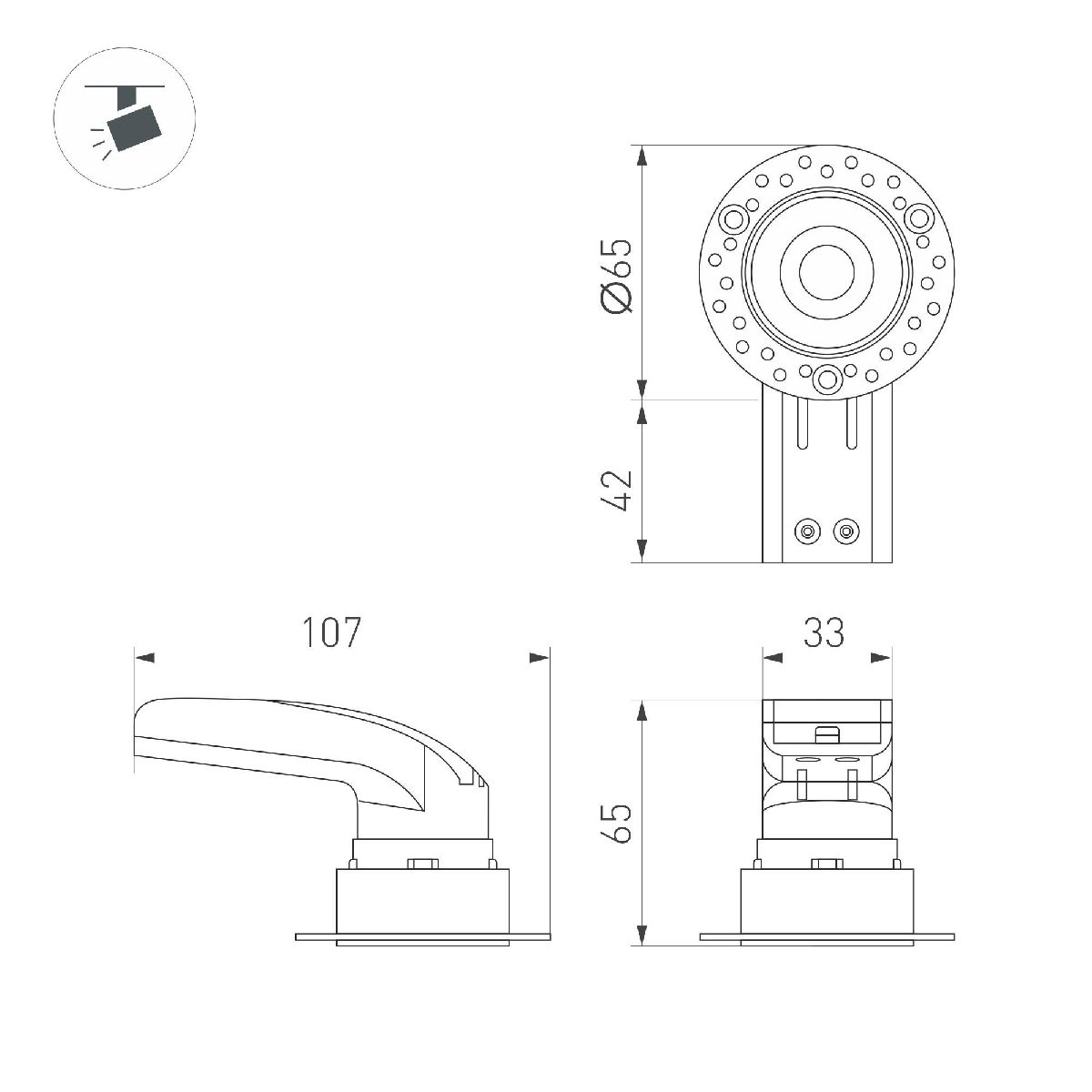 Встраиваемый светильник Arlight MS-RIALTO-TRIMLESS-R40-9W Warm2700 054471