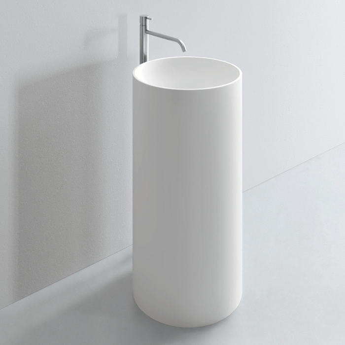 NOORTH milldue edition TUBE Раковина d44xh87 напольная из Ceramilux, слив в стену, без отв., без перелива, цвет: белый матовый