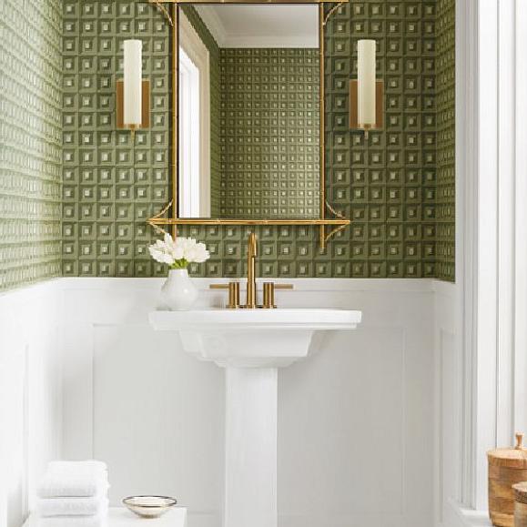 Обои Thibaut T12846 Square Dance Olive Green