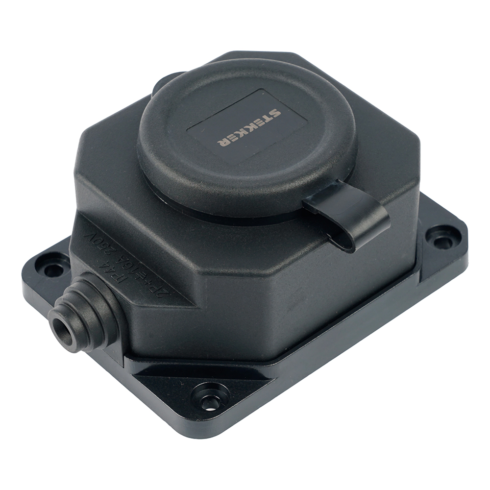 Розетка переносная 1-местная c/з Stekker RST16-1-44 250В 16А IP44 черный 50804