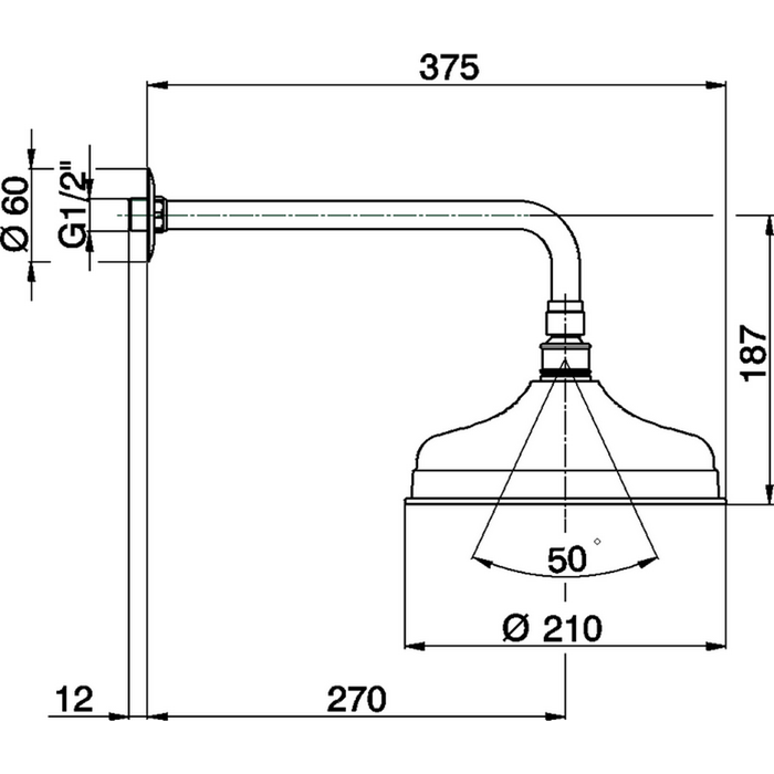 CISAL Shower Верхний душ D210 мм Easy Clean с настенным держателем L270 мм, цвет: бронза