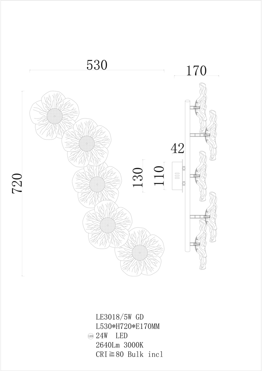 Бра Violetta LE3018/5W GD