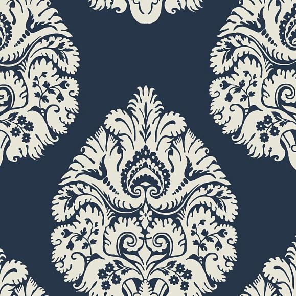 Обои York KT2143 Teardrop Damask Navy