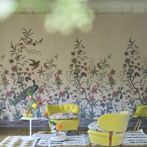 Панно John Derian PJD6013/03 Peacock Toile Scene 1 Parchment