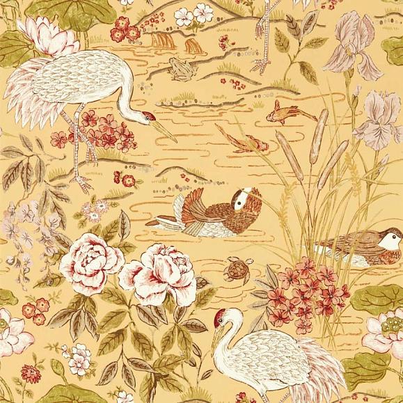 Обои Sanderson 217124 Crane & Frog Honey/Olive