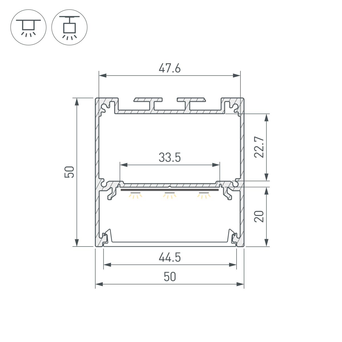 Профиль Arlight SL-LINE-5050-2000 WHITE с рефлектором (Алюминий) 064467