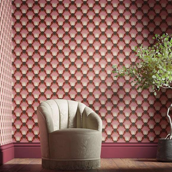 Обои Morris 510030 Tulip & Bird Amaranth & Blush