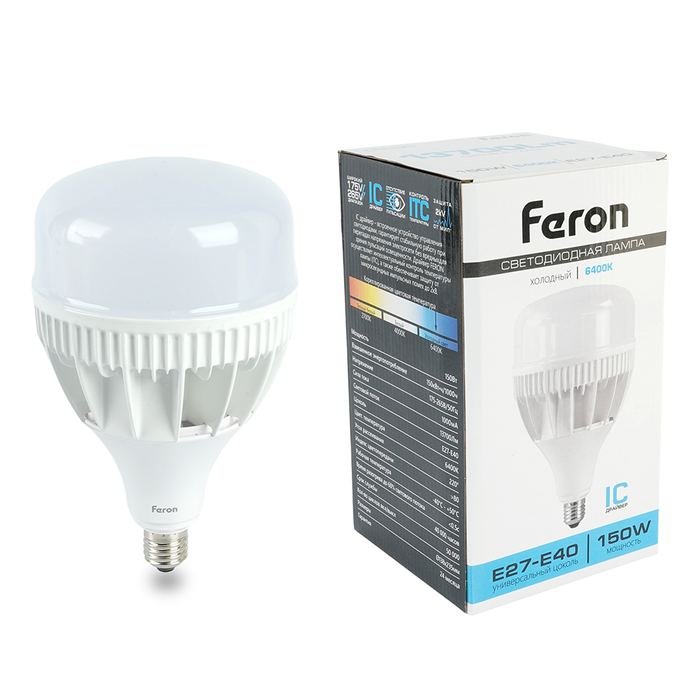 Лампа светодиодная Feron E27 E40 150W 6400K LB-65 38198