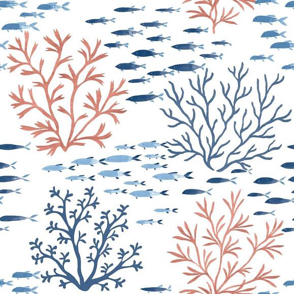 Обои York CV4405 Marine Garden Coral/Navy