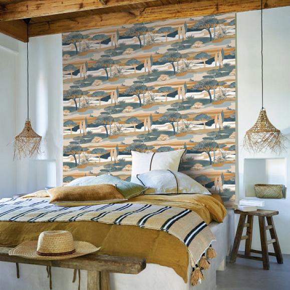 Обои Casamance 75870508 Cap Ferret Bleu persan/ambre