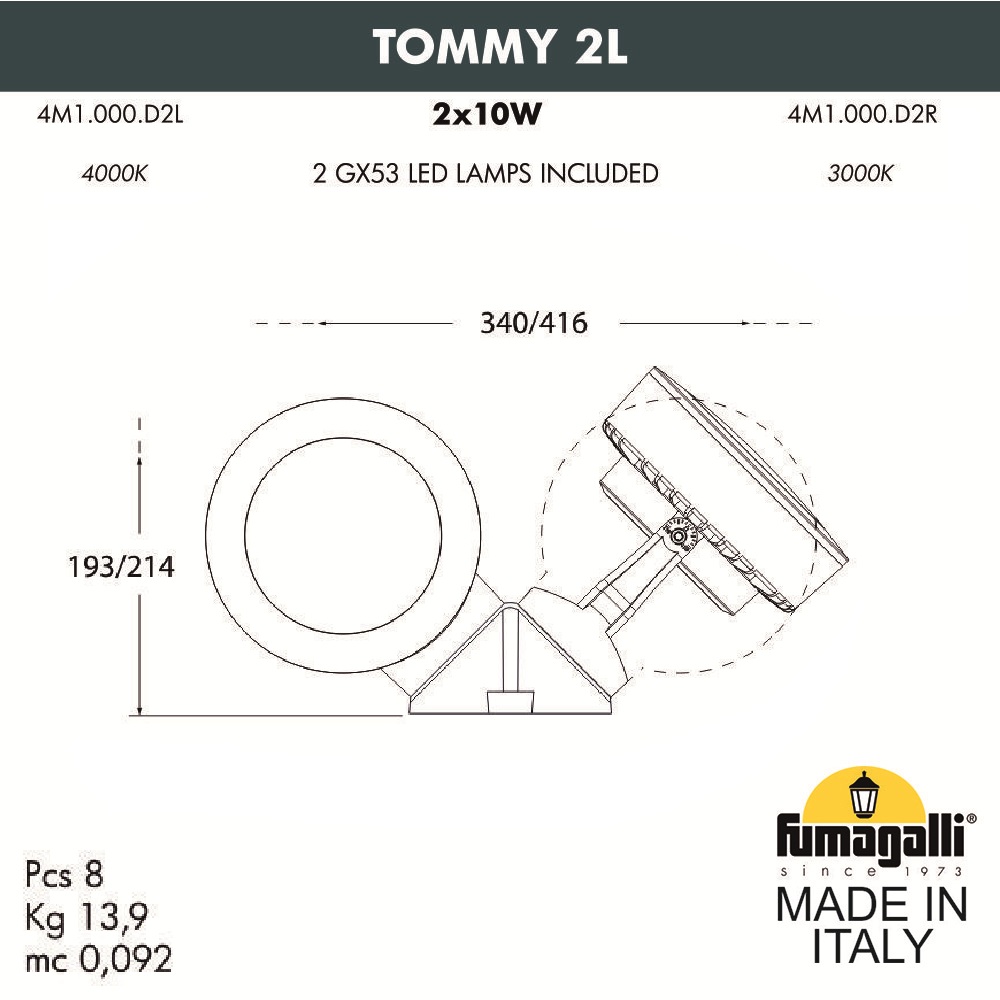 Фасадные светильники Fumagalli Tommy 4M1.000.000.WXD2L