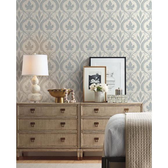 Обои York DM4922 Adirondack Damask Smokey Blue/Beige