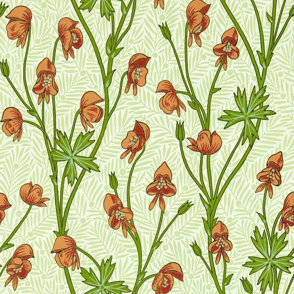 Обои Morris 217345 Monkshood Tangerine/Sage