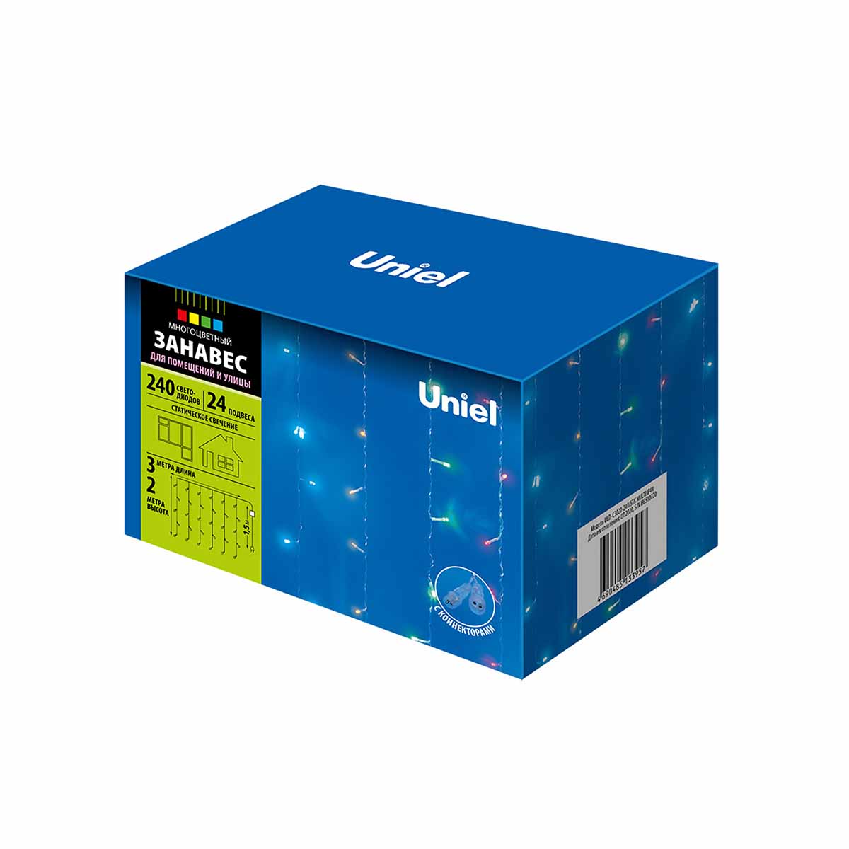 Уличная светодиодная гирлянда (UL-00007212) Uniel занавес 220V разноцветный ULD-C3020-240/STK Multi IP44