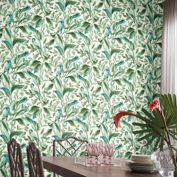 Обои York TC2654 Tropical Love Birds White/Aqua