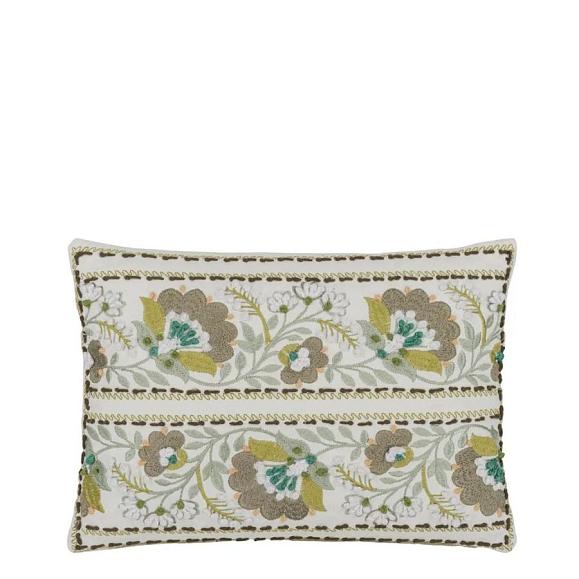 Подушка CCDG1593, Enamel Flower Embroidered Cotton, Celadon, Designers Guild 40 x 30см