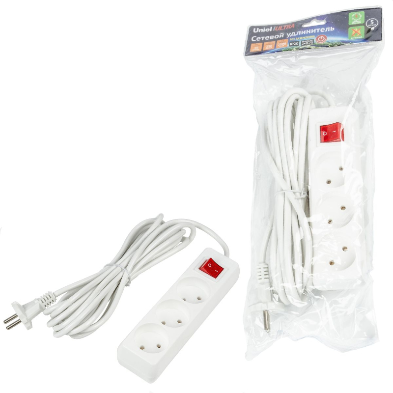 Удлинитель бытовой Uniel Ultra S-CU3-5B WHITE UL-00009996