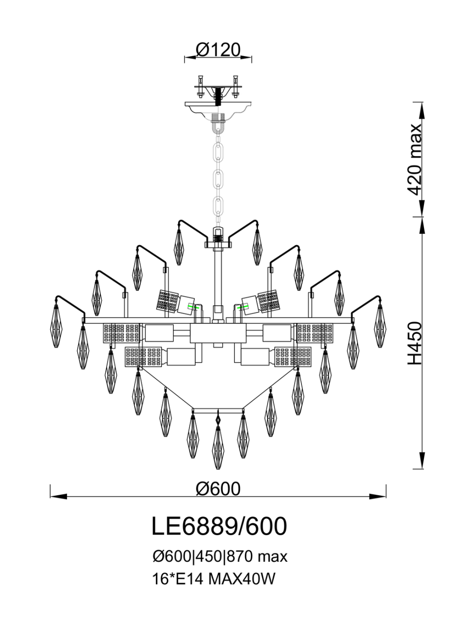 Подвесная люстра Adriana LE6889/600 GD