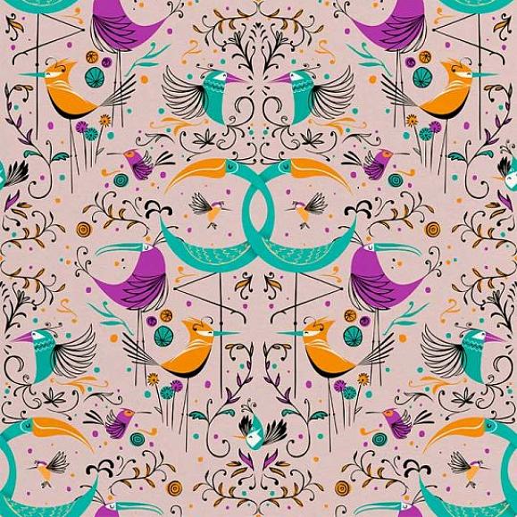 Обои Aura Signature WP182082 Groovy Birds Rose