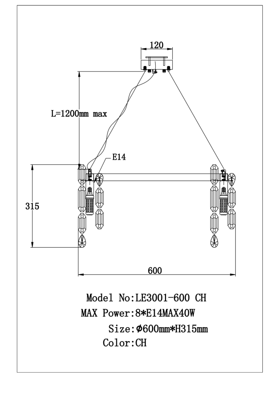 Подвесная люстра Elien LE3001/600 CH