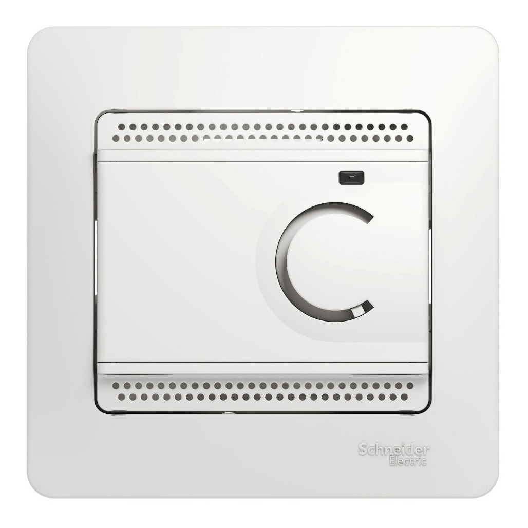 Термостат электронный теплого пола с датчиком, 10A (в сборе с рамкой) Systeme Electric Glossa Бел GSL000138