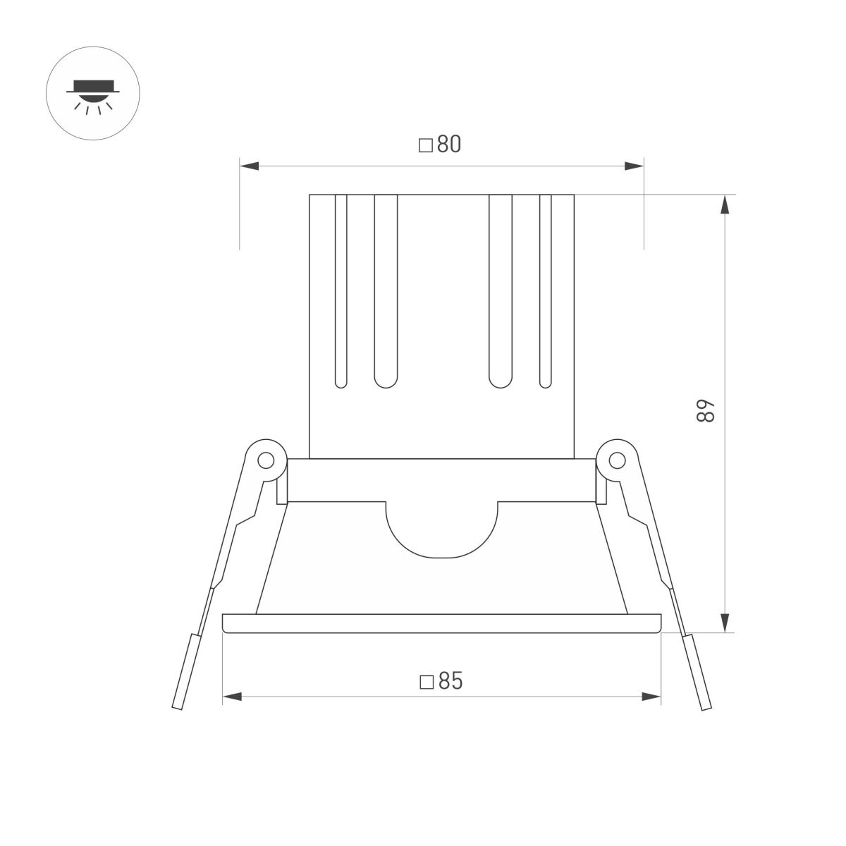 Карданный светильник Arlight MS-FLOW-BUILT-S85x85-12W Day4000 (WH, 55 deg, 230V) (IP20 Металл) 055930
