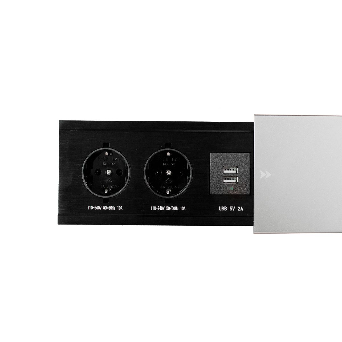 Блок розеток JX (Slide Top) (2 секции + 2 USB с кабелем питания) Mebax 00-00002888