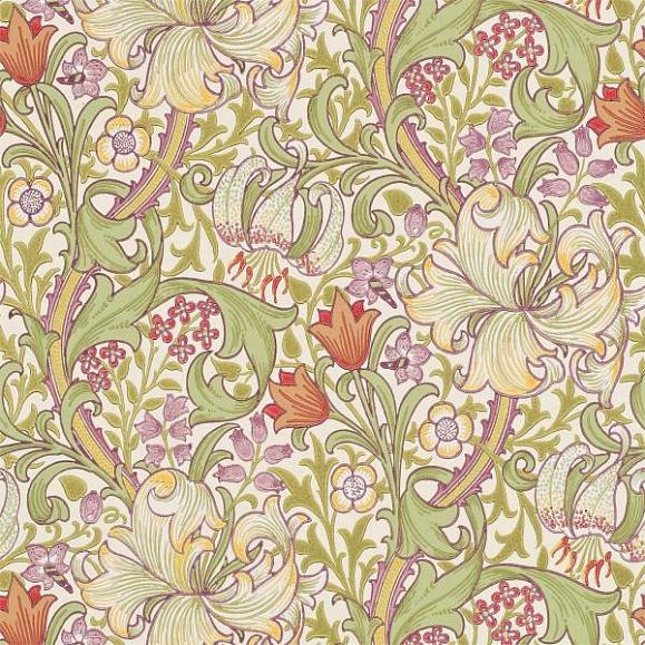 Обои Morris 216834 Golden Lily Olive/Russet