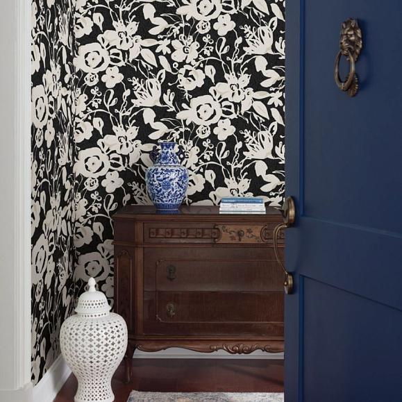Обои York BL1733 Brushstroke Floral Black