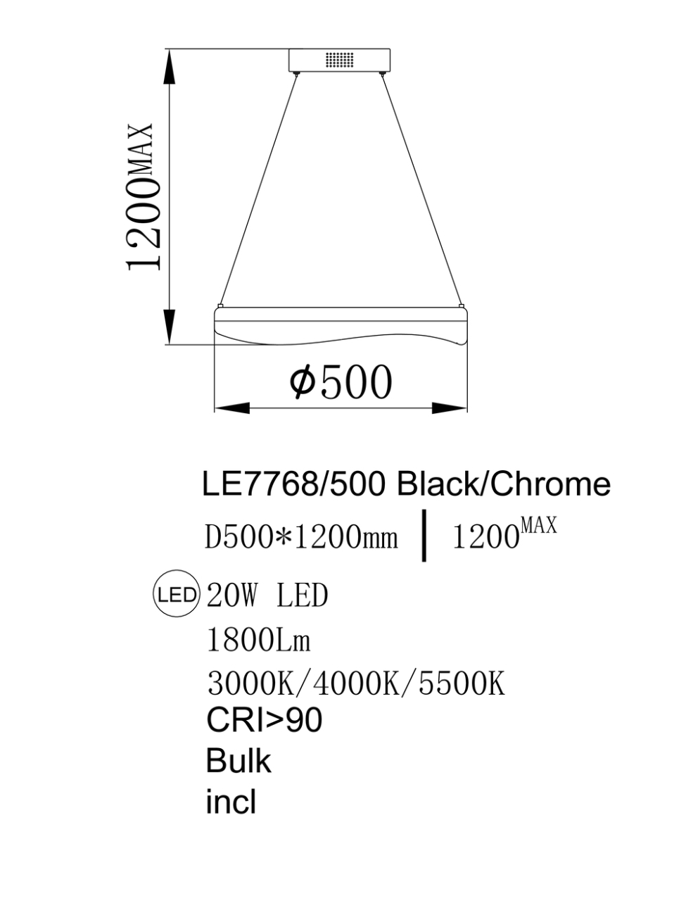 Подвесная люстра Celeste LE7768/500 Black Chrome