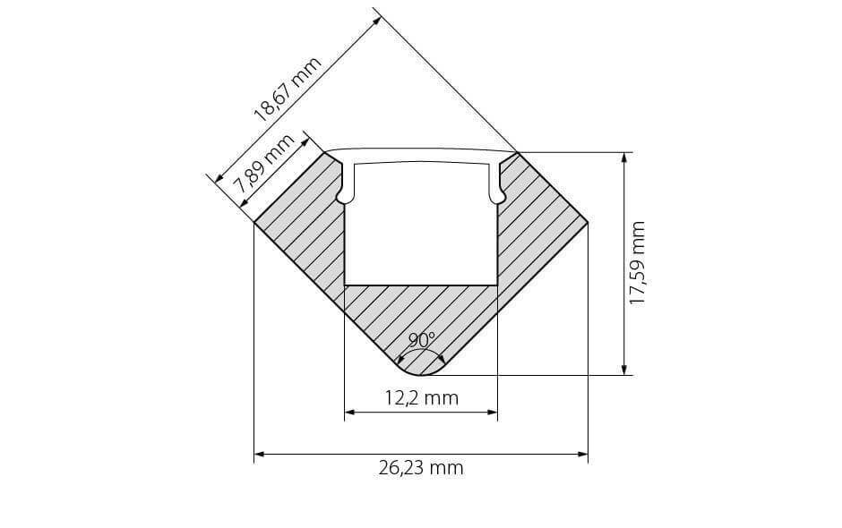 Профиль с экраном Arlight с экраном ALU-D45-2000 ANOD+FROST 018252