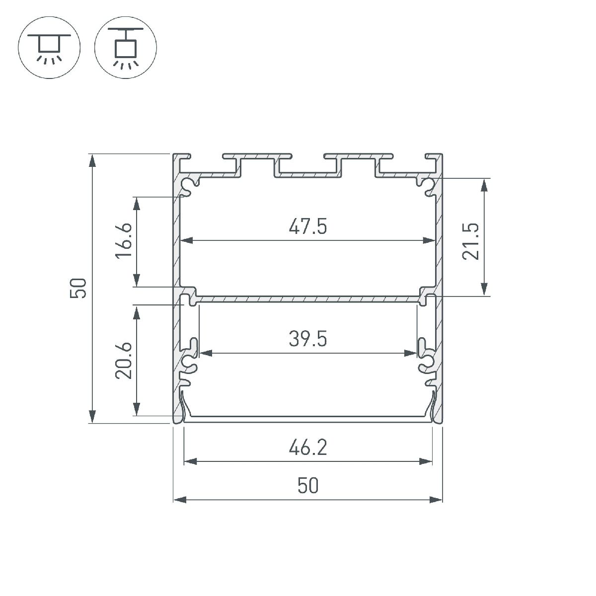 Алюминиевый профиль Arlight LINE-S-5050-2500 ANOD 041837