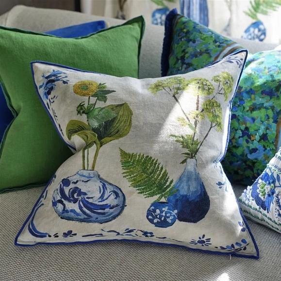 Подушка CCDG1584, Kawana Linen, Cobalt, Designers Guild 50 x 50см