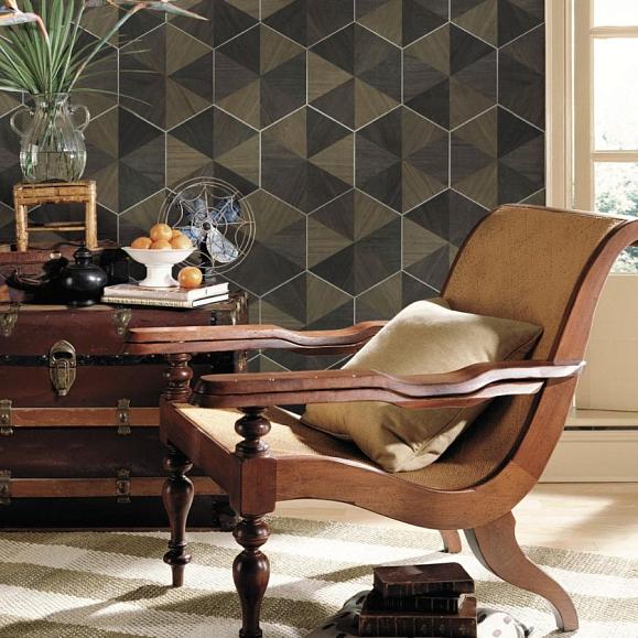 Обои York HO2103 Hexagram Wood Veneer Smoke