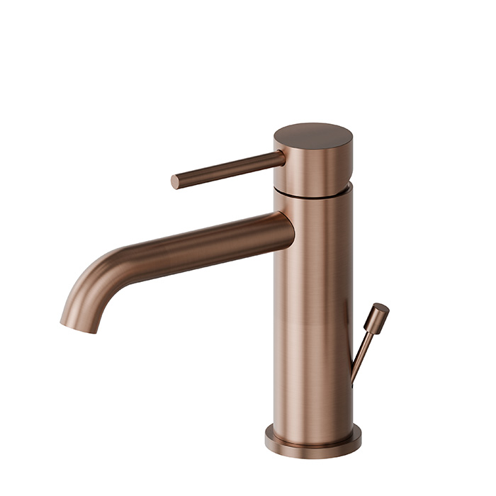 Newform X-STEEL 316 Смеситель для раковины на 1 отв., с донным клапаном, излив 14.5см., цвет: PVD Brushed copper bronze