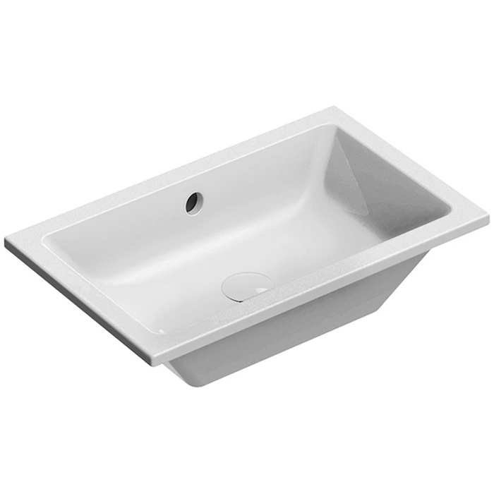 GSI Kube X Раковина прямоугольная 60х37см, встраиваемая, без отв., с переливом, цвет: белый глянцевый
