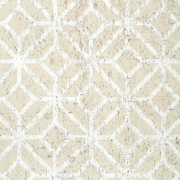 Обои Thibaut T10412 Mamora Trellis Cork Beige on White