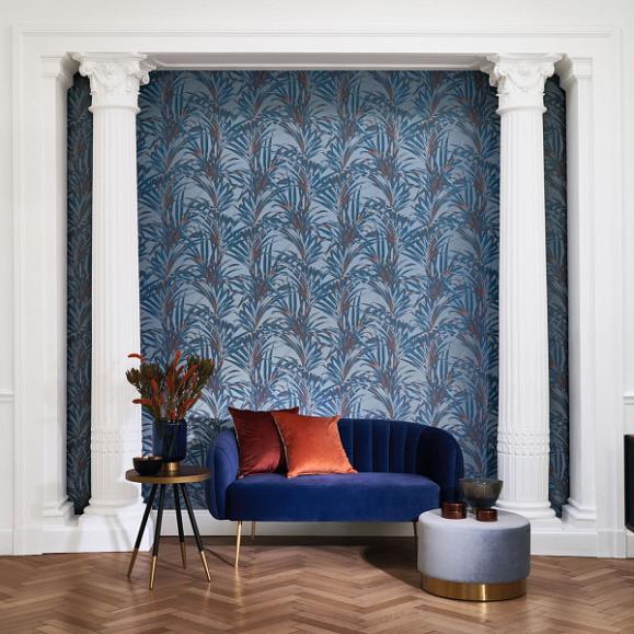 Обои Casadeco MNCT28926404 Fougeres Bleu Cuivre